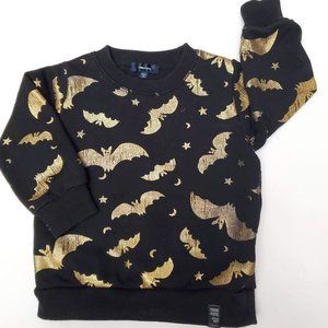 Twin Kids Black Sweater with Celestial Gold Bats